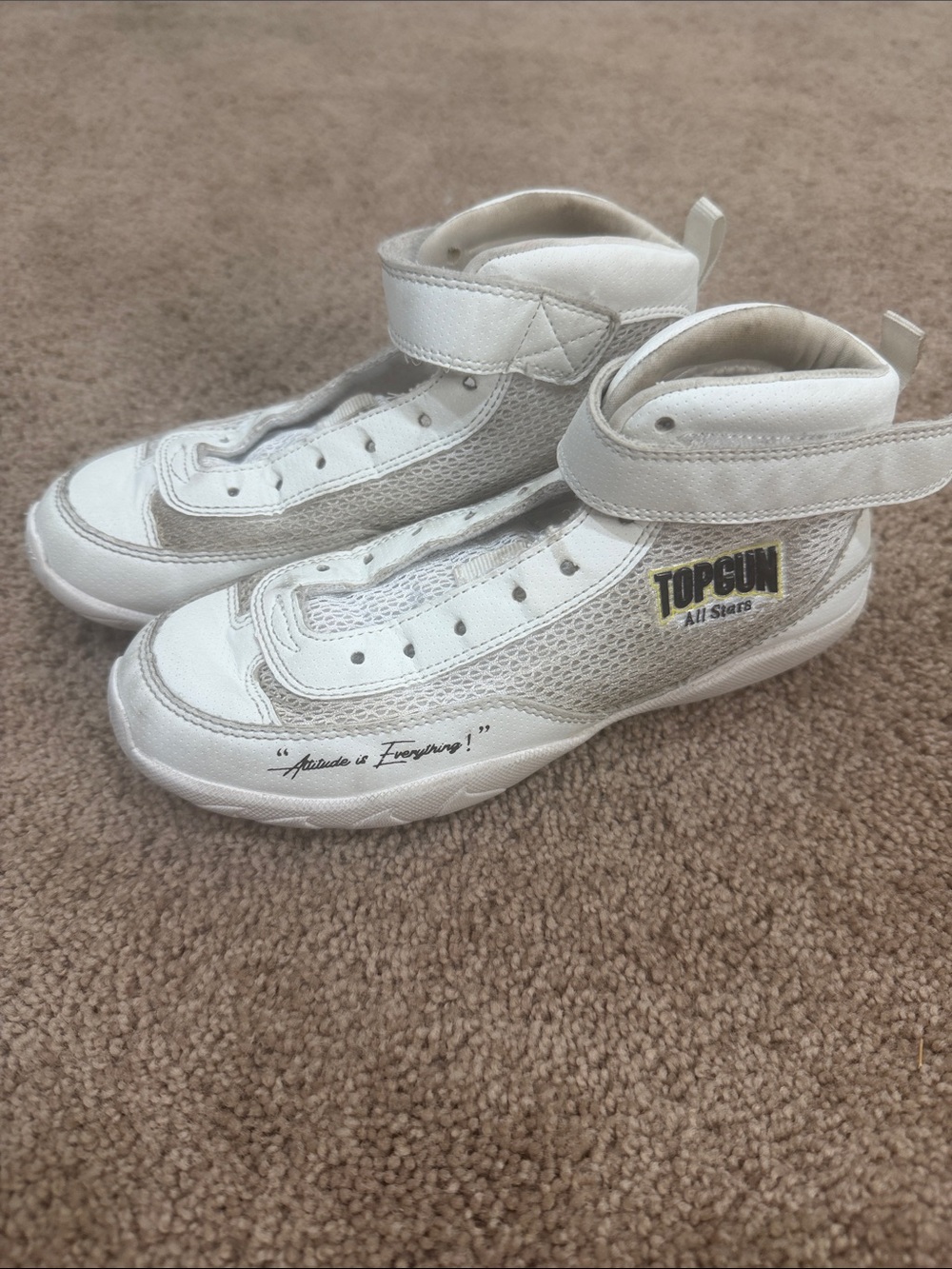 TopGun White Kids High-Top Sneakers with Velcro Ankle Strap
